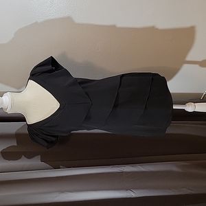 WHBM Black V-Neck Tiered Tunic Top